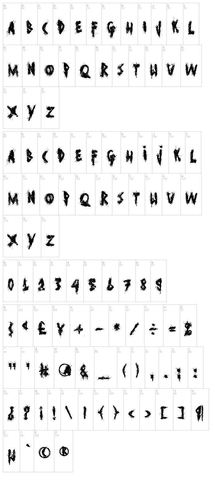 Ghost Reverie font map